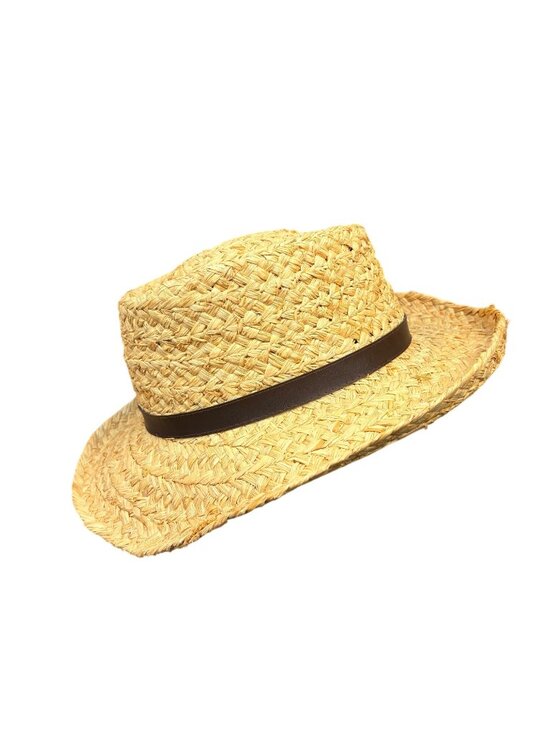 Dorfman Pacific Unisex Natural Straw Hat W/Brown Band Genuine Raffia main image 4